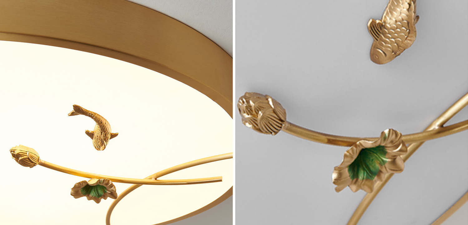 Круглый потолочный светильник Gold Fish Round Ceiling Lamp Золотой - фото