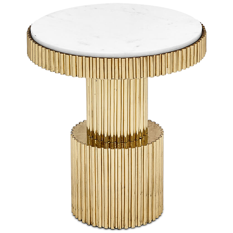 Приставной стол Brass Column Side Table Белый Латунь в Екатеринбурге | Loft Concept 