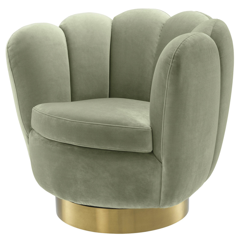 Кресло Eichholtz Swivel Chair Mirage pistache green Зеленый шалфей Матовая латунь в Екатеринбурге | Loft Concept 