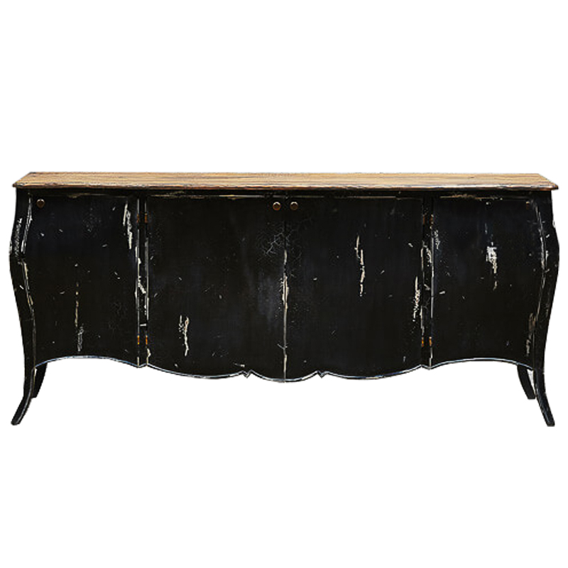 Комод длинный в стиле прованс Black Vintage Commode Черный Коричневый Винтажный черный в Екатеринбурге | Loft Concept 