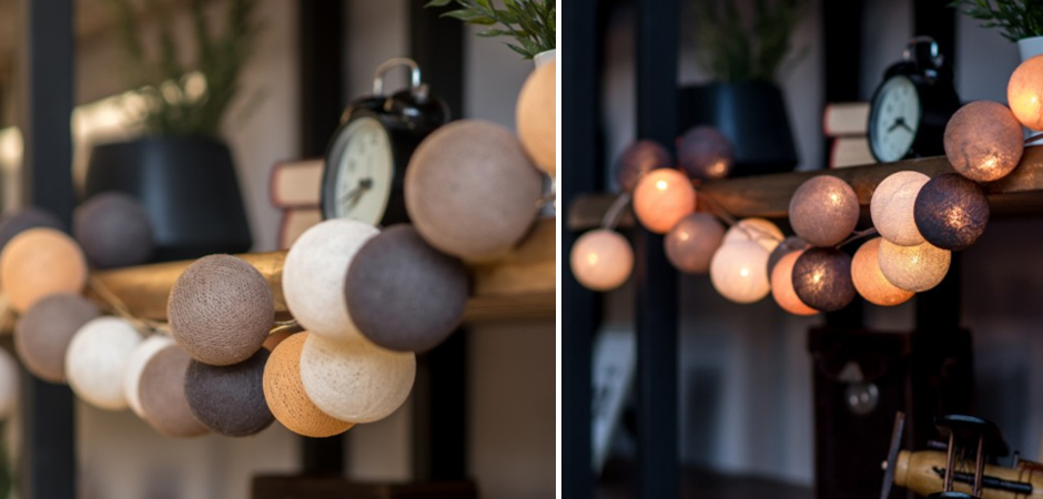 Гирлянда хлопковые фонарики Сotton Ball Clay - Loft-Concept в Екатеринбурге
