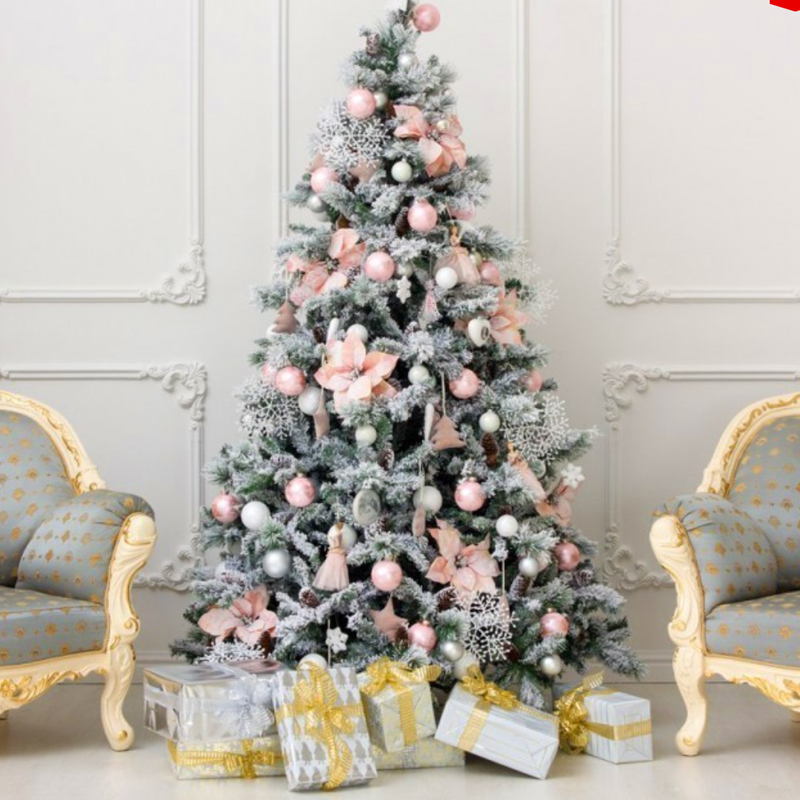 Ель Дизайнерская Розовый декор Christmas Tree Black Pink Fowers Розовый Белый Зеленый в Екатеринбурге | Loft Concept 