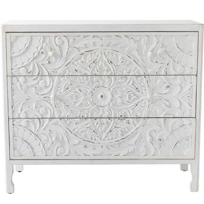 Комод с резным декорированным фасадом Matsi Provence Chest of Drawers Белый Белый в Екатеринбурге | Loft Concept 