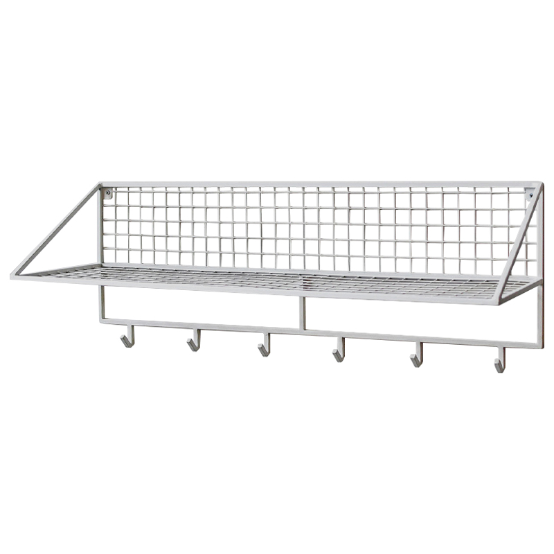 Вешалка с полкой Rhian Industrial Metal Rust Shelf White Белый в Екатеринбурге | Loft Concept 