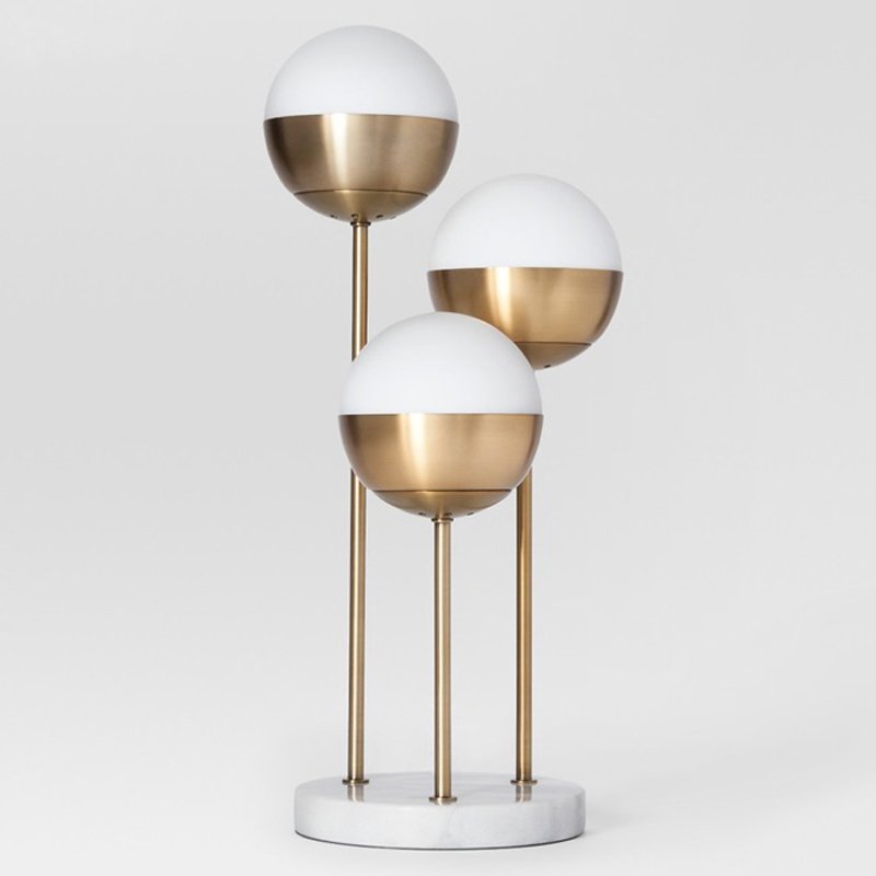 Geneva Glass Table Lamp Triple Globe Белый Латунь в Екатеринбурге | Loft Concept 