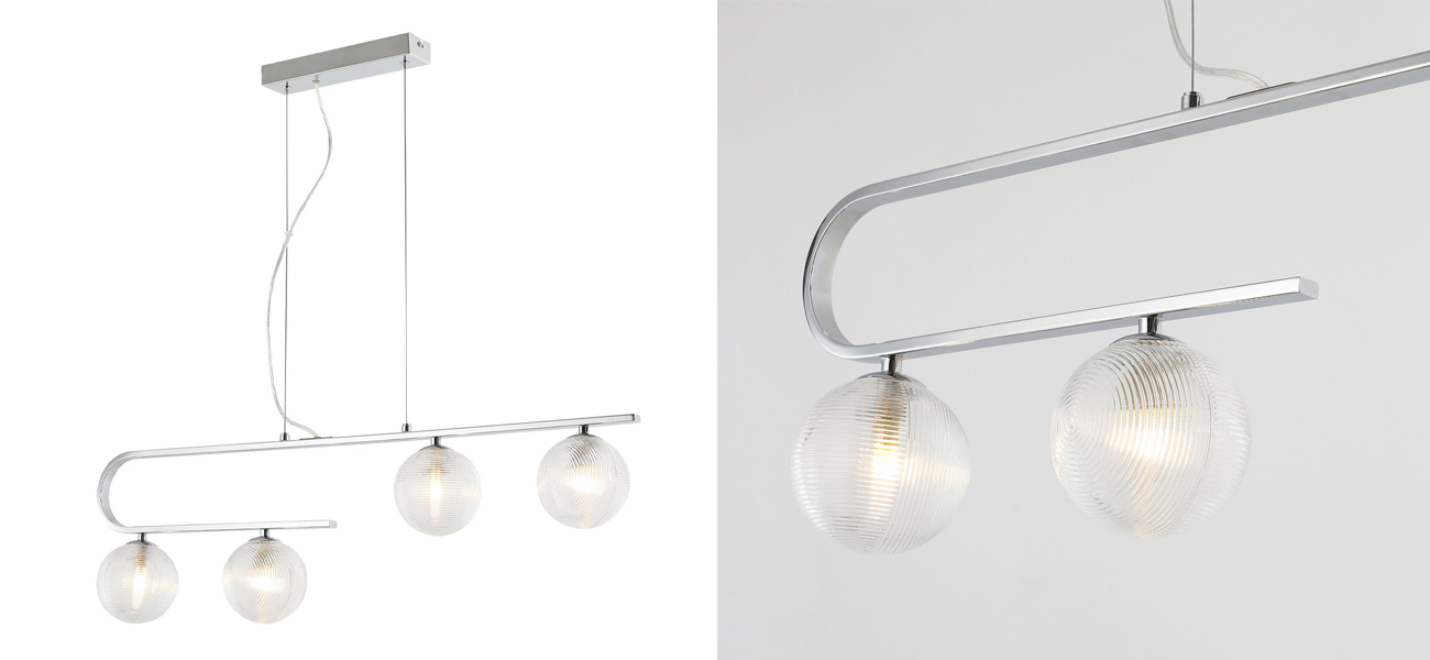 Современная люстра Perforated Glass 4 лампы Хром - фото №1