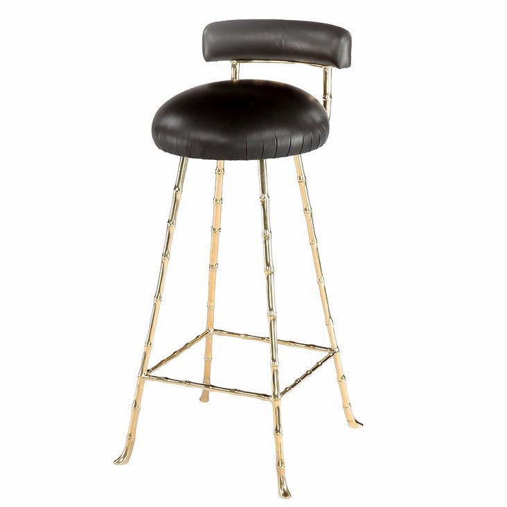 Барный стул High Upholstered Bar Stool Глянцевое золото Черный в Екатеринбурге | Loft Concept 