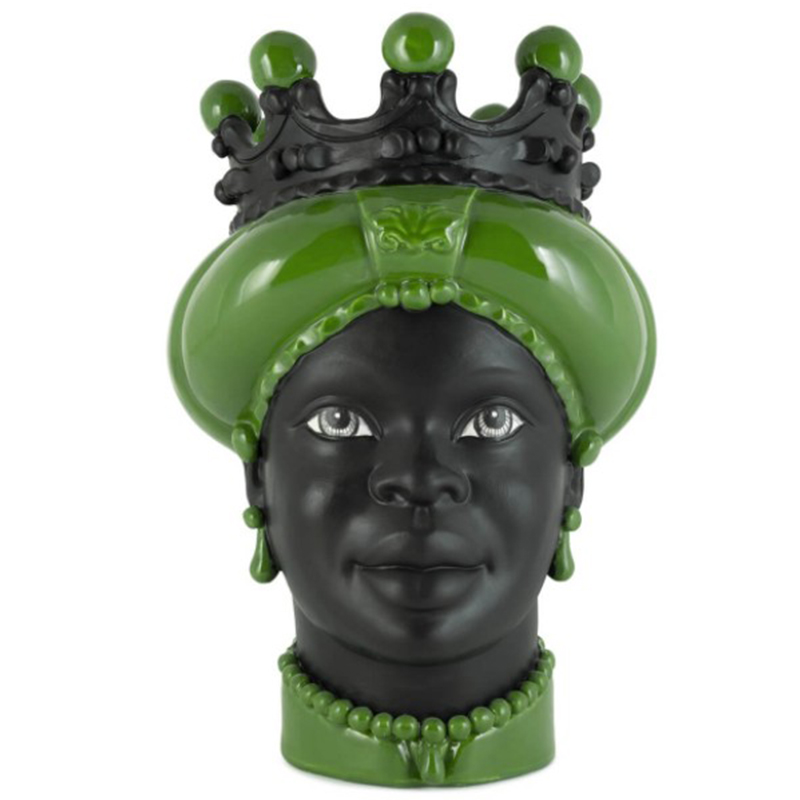 Ваза VASE MORO LADY CROWN DARK light green Черный Зеленый в Екатеринбурге | Loft Concept 