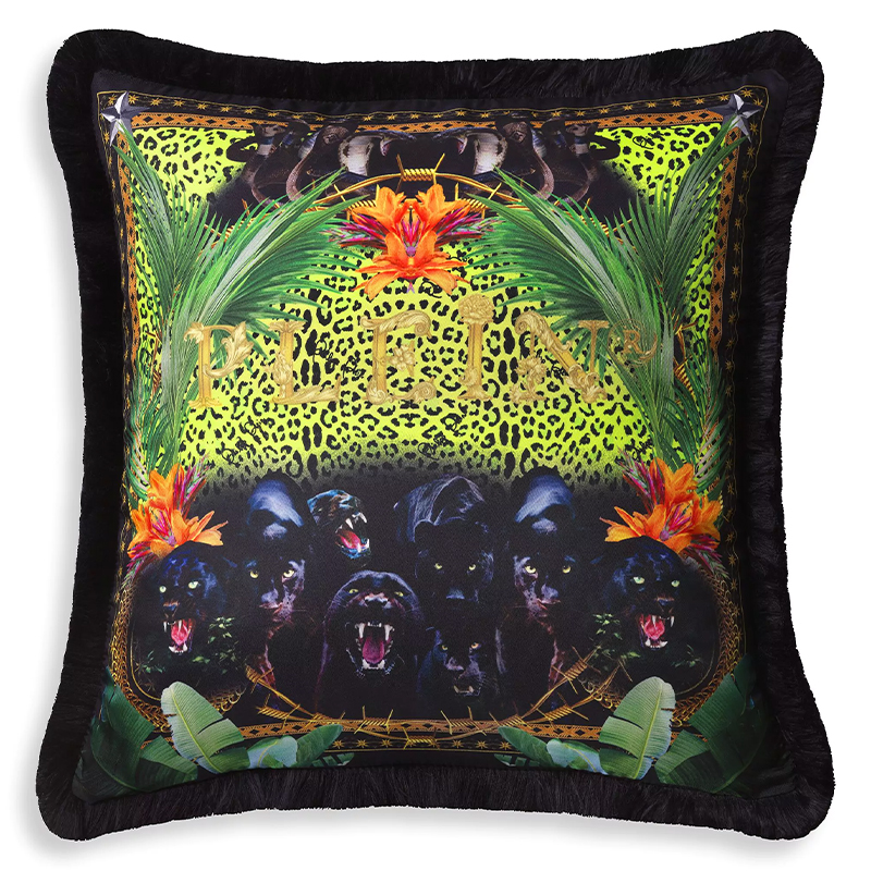 Подушка Philipp Plein Cushion Silk Jungle 50 x 50 Черный Мульти в Екатеринбурге | Loft Concept 