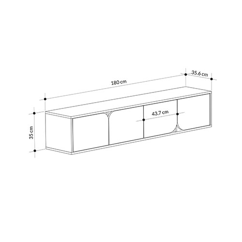 ТВ-тумба подвесная цвета древесины с 4-мя темно-серыми дверцами SPARK TV STAND OAK ANTHRACITE в Екатеринбурге