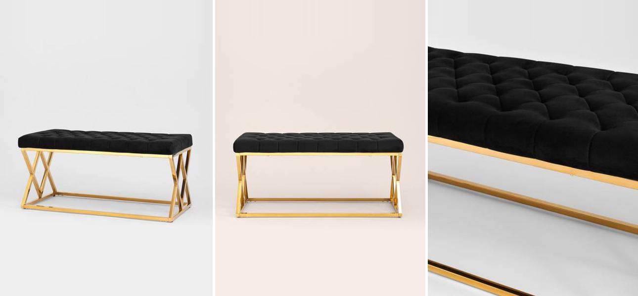 Банкетка черный велюр Rhombus Serene Phoenix - фото