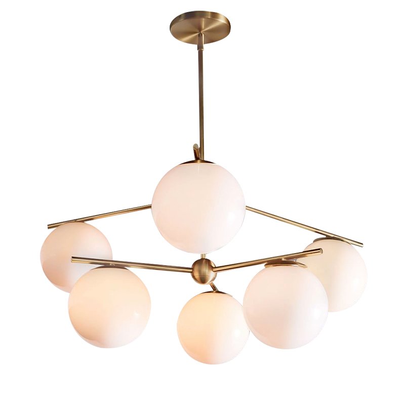 Люстра Sphere Stem 6-Light Chandelier Bronze Латунь Белый в Екатеринбурге | Loft Concept 