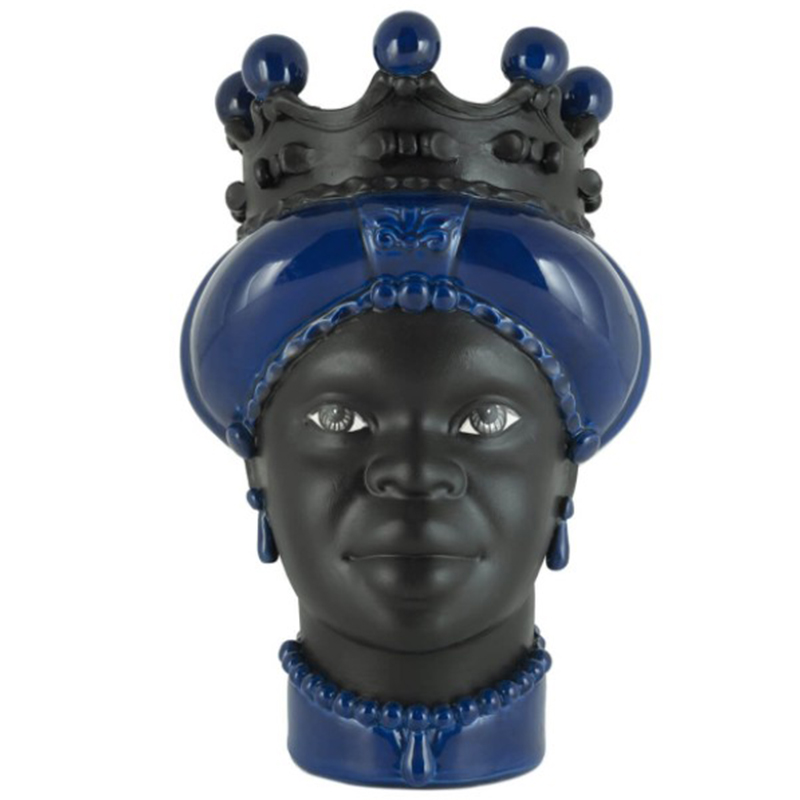 Ваза VASE MORO LADY CROWN DARK blue Черный Синий в Екатеринбурге | Loft Concept 