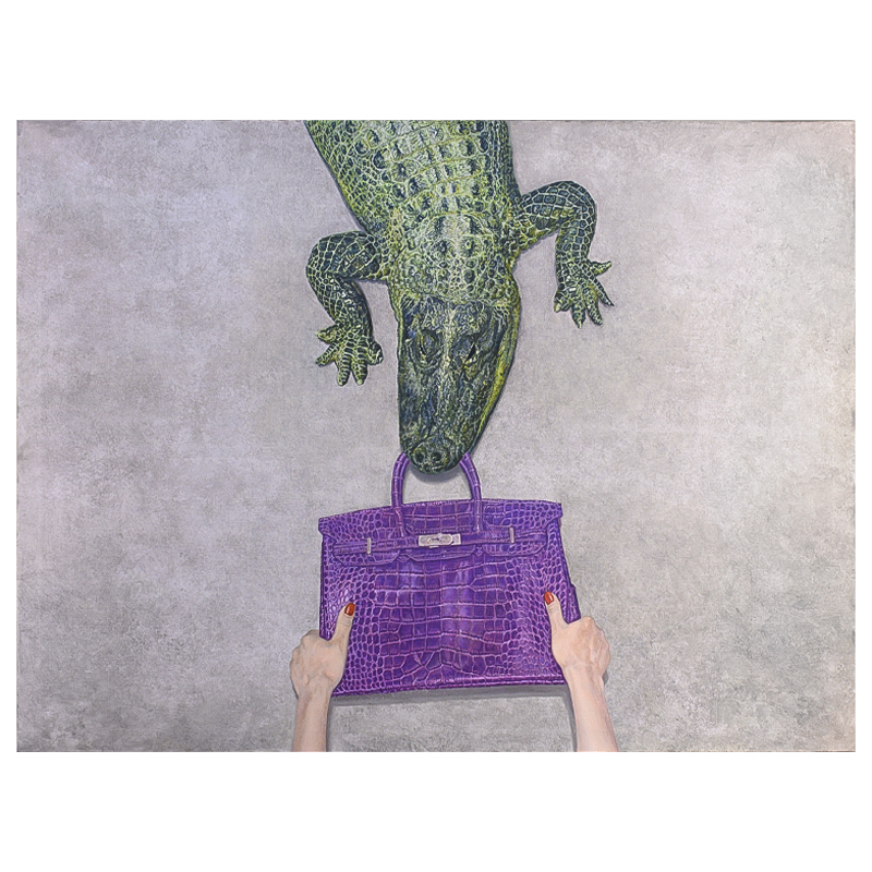 Картина Gator Birkin Hands Серый Фиолетовый Зеленый Красный в Екатеринбурге | Loft Concept 