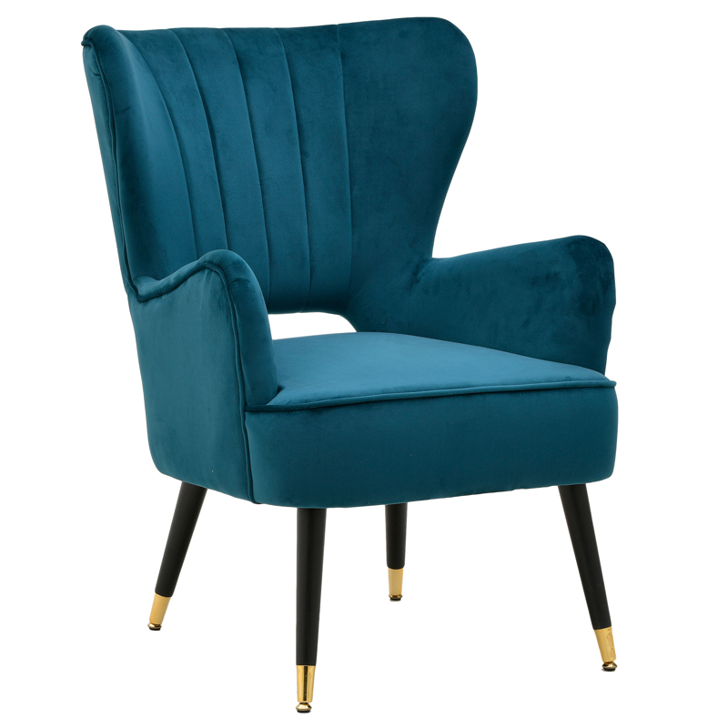 Кресло Drummond Armchairs Blue Морская синь Черный в Екатеринбурге | Loft Concept 