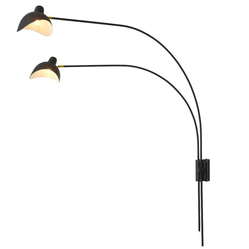 Бра Eichholtz Wall Lamp Mitch Black Черный Латунь Античная полированная в Екатеринбурге | Loft Concept 