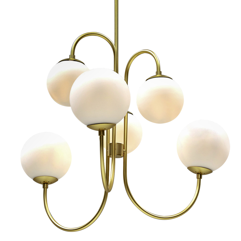 Люстра Gooseneck Pelle Gold Chandelier Белый Золотой в Екатеринбурге | Loft Concept 