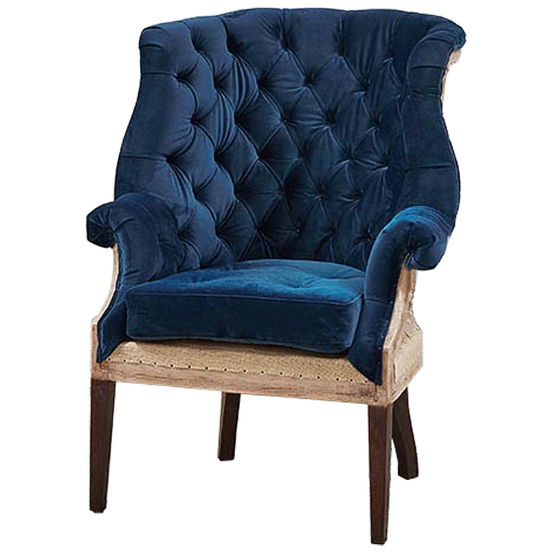 Кресло Gamilton Armchair Blue Синий Коричневый в Екатеринбурге | Loft Concept 