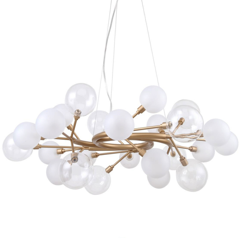 Люстра Berries Chandelier White 85 матовое золото Прозрачный Прозрачный белый в Екатеринбурге | Loft Concept 