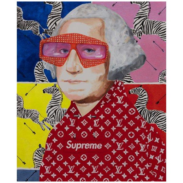 Картина George Washington in Supreme with Scalamandré Zebra Background Мульти в Екатеринбурге | Loft Concept 