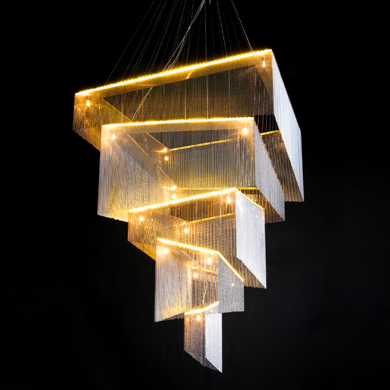 Люстра Золотые цепочки Willowlamp Geometric Storm Gold Золотой в Екатеринбурге | Loft Concept 