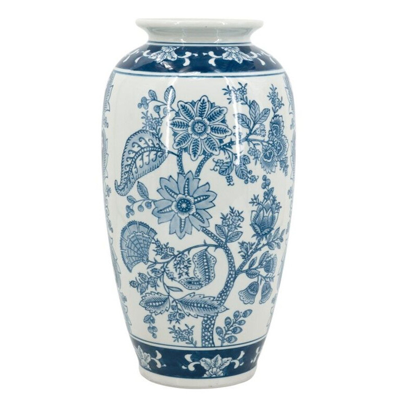 Ваза с синим цветочным орнаментом Blue & White Ornament Белый Синий Ваза с синим цветочным орнаментом Blue & White Ornament Белый Синий в Екатеринбурге | Loft Concept