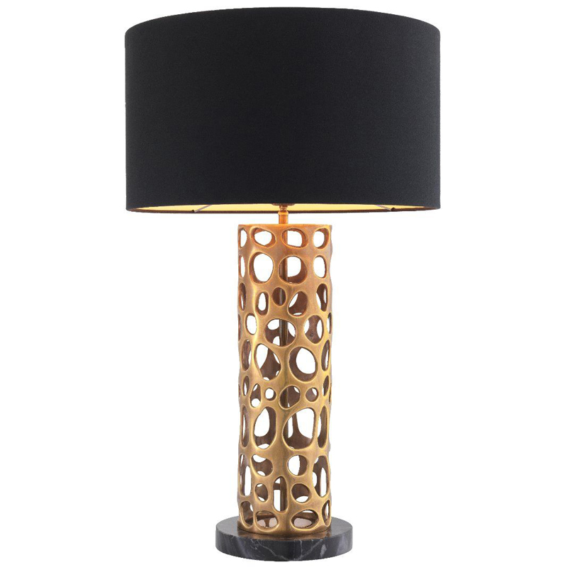 Настольная лампа Eichholtz Table Lamp Dix Brass Черный Винтажная латунь Черный Мрамор Nero Золотой в Екатеринбурге | Loft Concept 