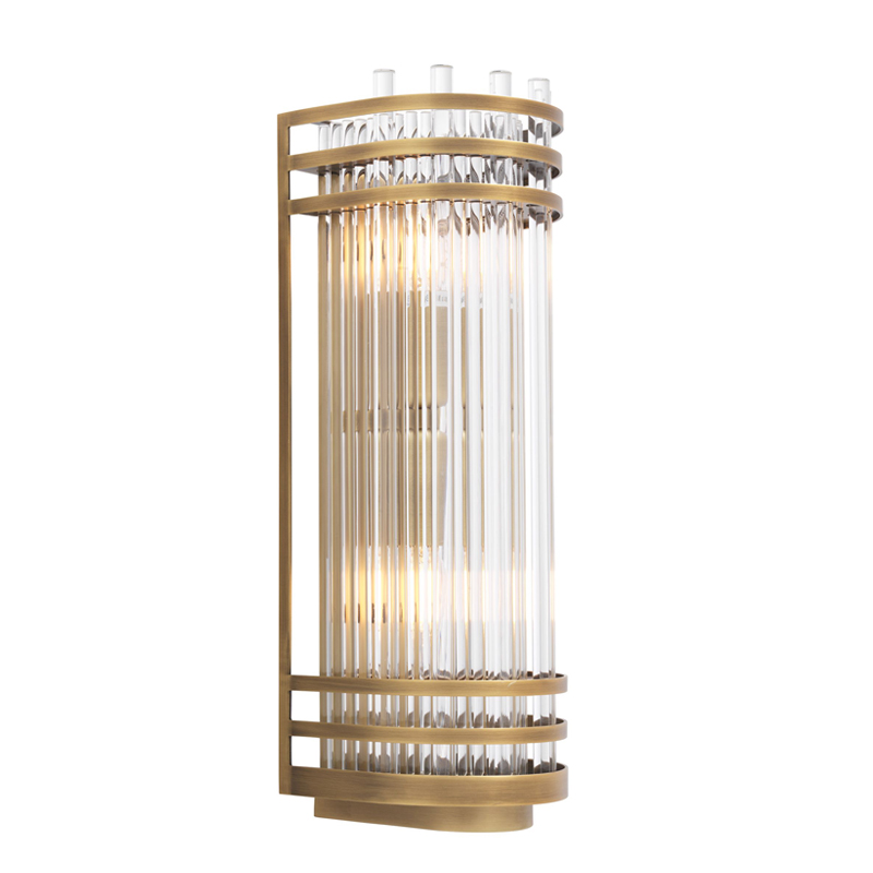 Бра Eichholtz Wall Lamp Gulf S Brass Латунь Античная полированная Прозрачный в Екатеринбурге | Loft Concept 