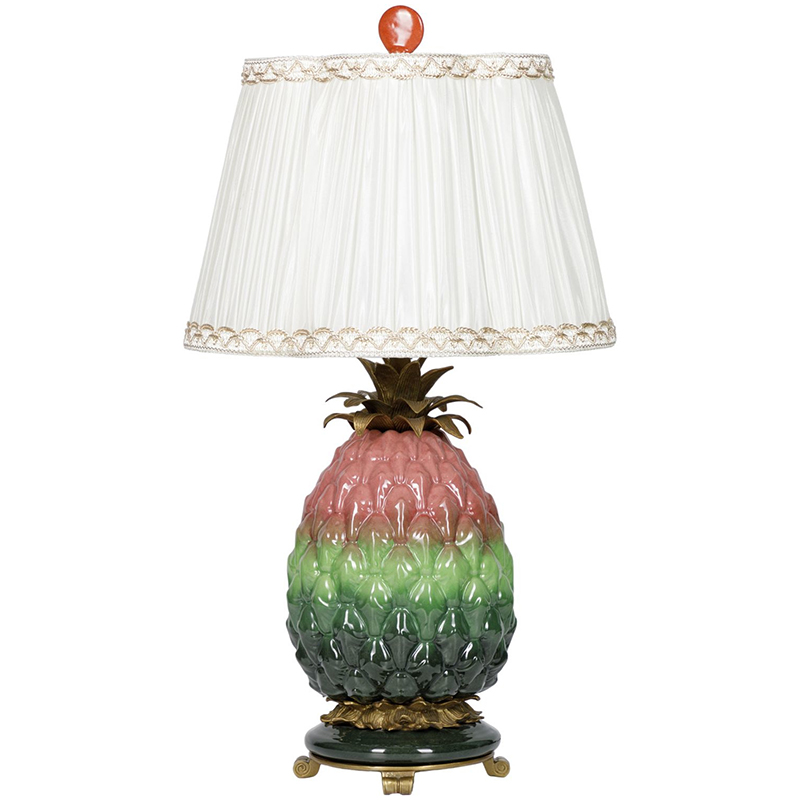 Настольная лампа с абажуром Pineapple Pink Green Table Lamp Белый Розовый Зеленый Салатовый Бронза в Екатеринбурге | Loft Concept 