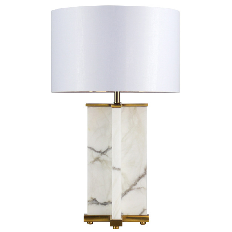 Настольная лампа Cecily Marble Table Lamp Белый Белый Мрамор Bianco Латунь в Екатеринбурге | Loft Concept 