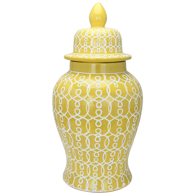 Ваза с крышкой Ceramic Yellow White Ornament Vase Желтый Белый в Екатеринбурге | Loft Concept 