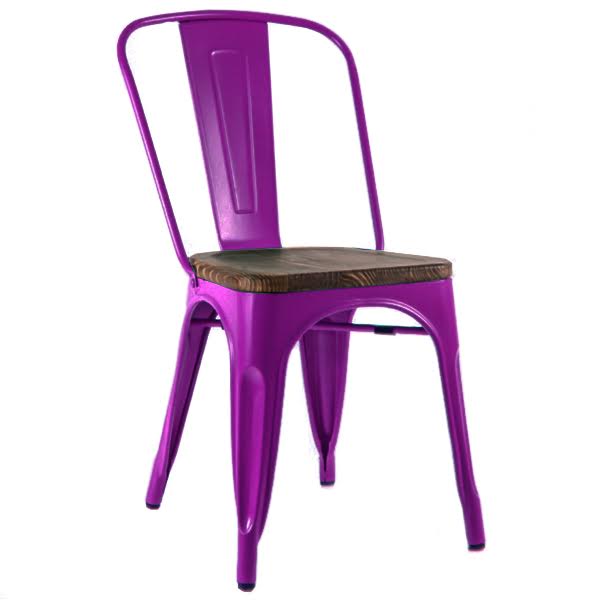 Кухонный стул Tolix Chair Wood Purple Пурпурный Пурпурный Коричневый в Екатеринбурге | Loft Concept 