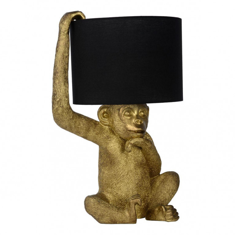 Настольная лампа с Золотой Обезьяной Monkey holding a lampshade Черный Золотой в Екатеринбурге | Loft Concept 