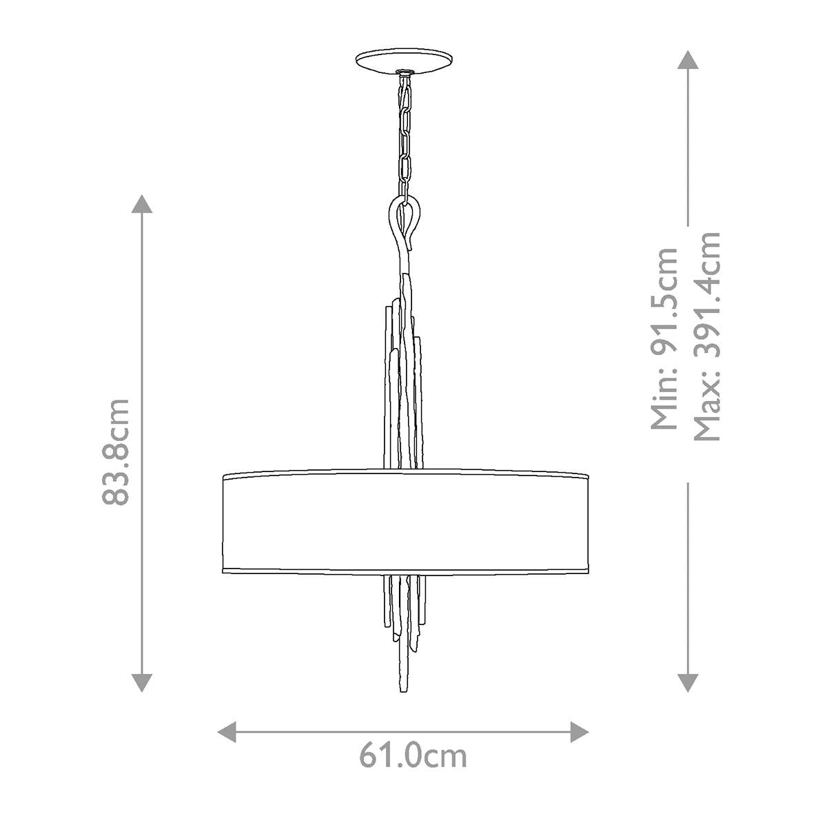 Люстра подвесная с широким белым текстильным абажуром и вертикальными декоративными элементами Hinkley в Екатеринбурге