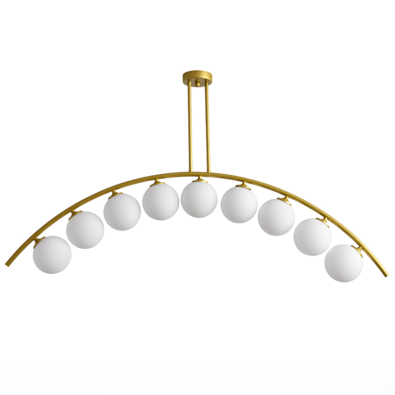 Светильник Ceiling lamp arc and balls Золотой Белое матовое стекло в Екатеринбурге | Loft Concept 