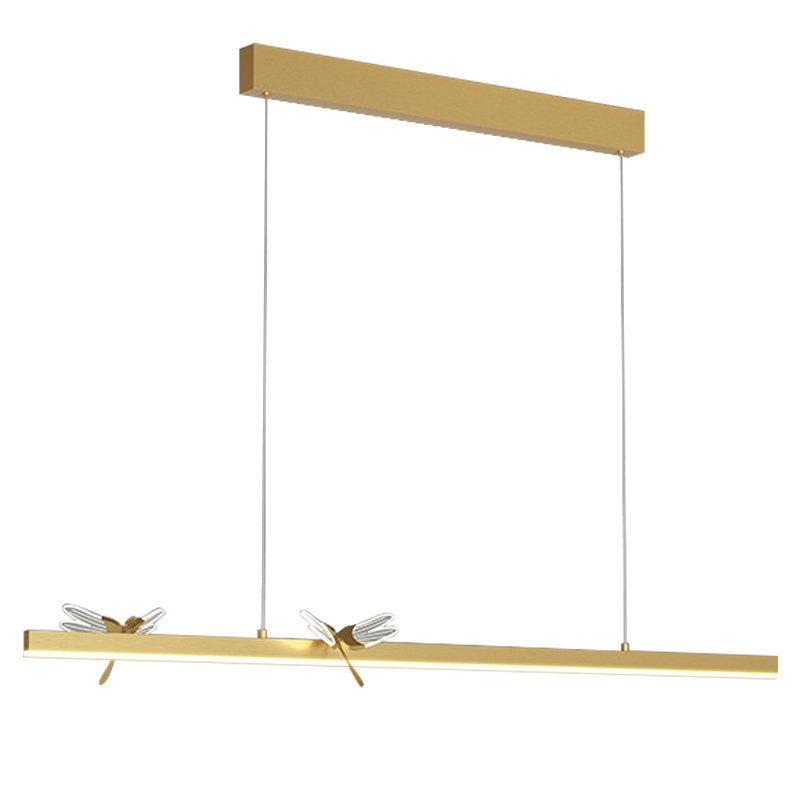 Линейный светильник со стрекозами Dragonfly Linear Chandelier Gold Золотой Прозрачный в Екатеринбурге | Loft Concept 