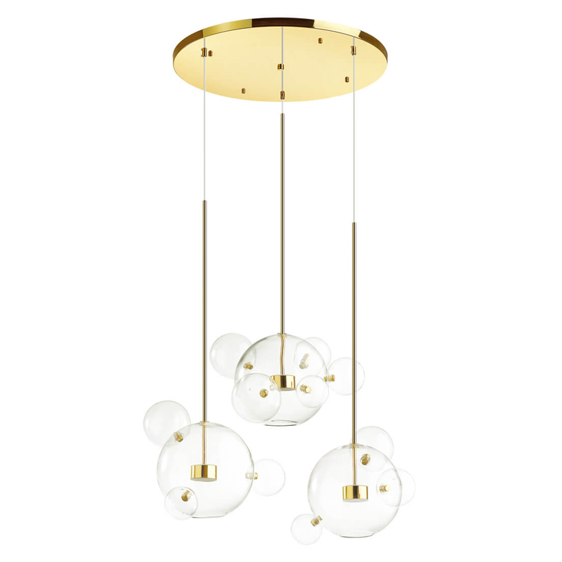 Люстра Transparent Bubble Chandelier Gold Circle Глянцевое золото Прозрачный в Екатеринбурге | Loft Concept 