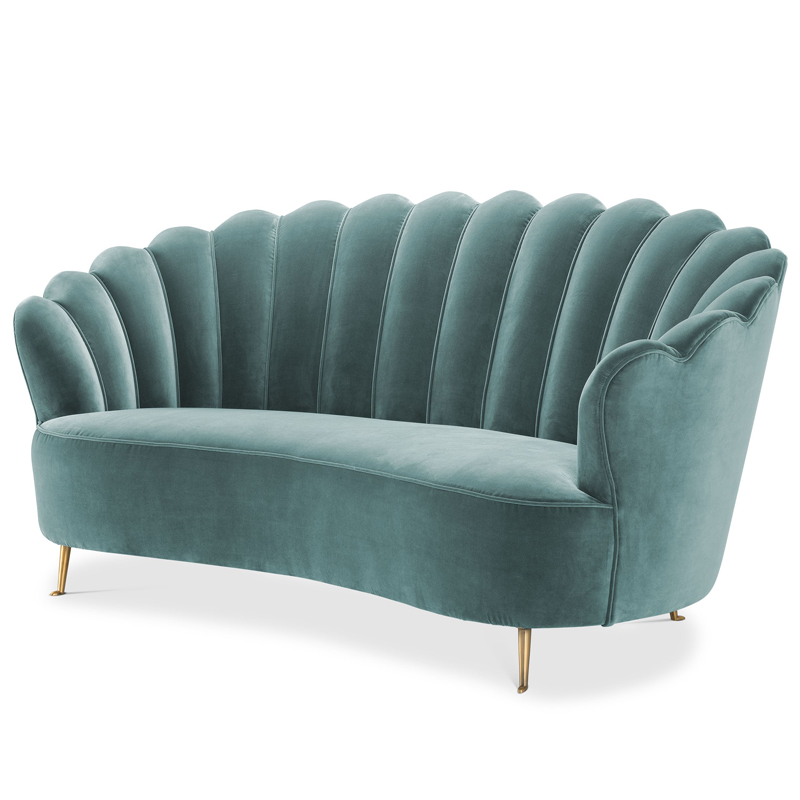 Диван Eichholtz Sofa Messina Turquoise Бирюзовый Латунь в Екатеринбурге | Loft Concept 