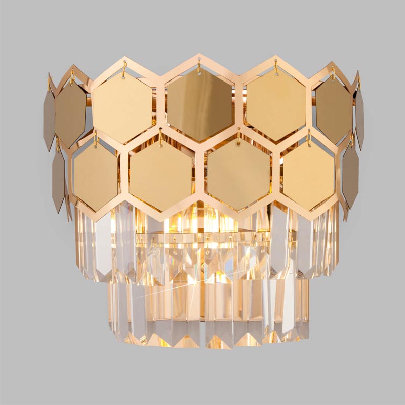 Бра Hanging Hexagon Moira Sconce gold Прозрачный (Transparent) Золотой в Екатеринбурге | Loft Concept 