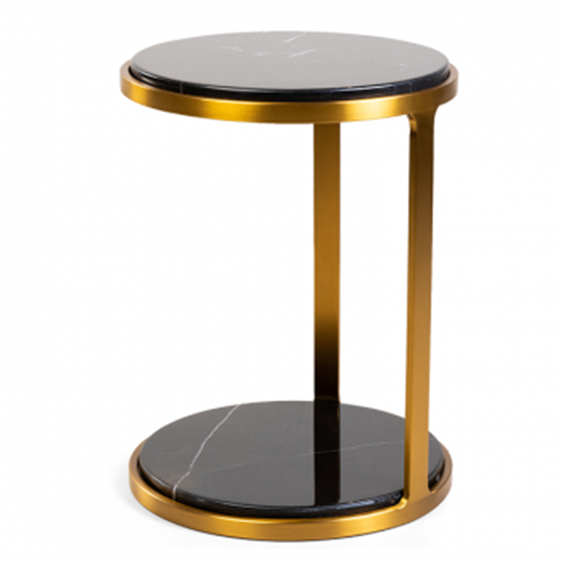 Приставной стол Viorel Marble Side Table Черный Мрамор Nero Глянцевое золото в Екатеринбурге | Loft Concept 