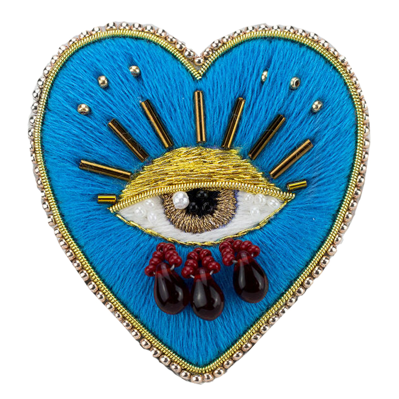 Авторская Брошь Синее Сердце Королевы Brooch Blue Heart Queen Синий в Екатеринбурге | Loft Concept 