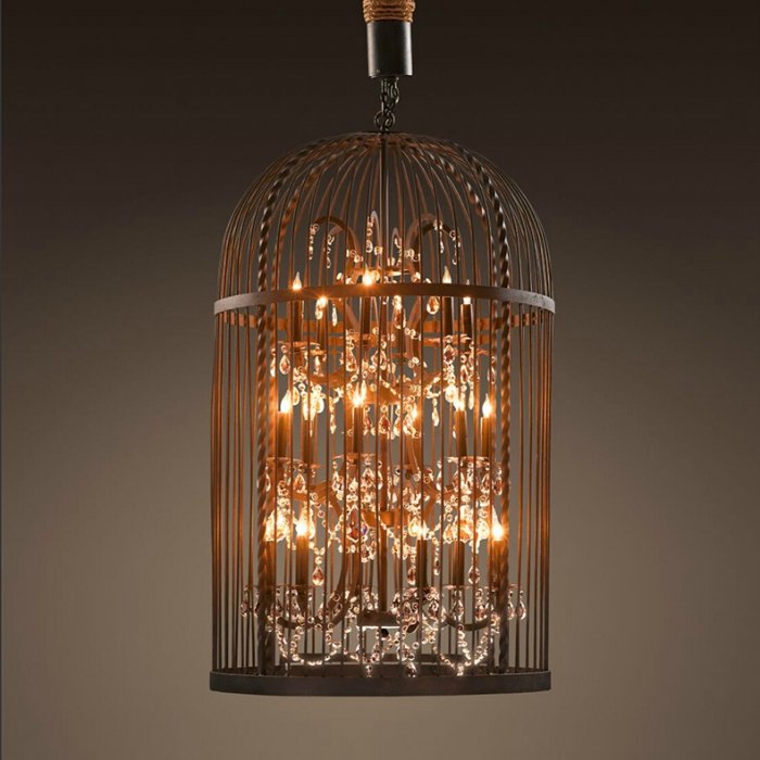 Люстра Steampunk Birdcage Chandelier Искусственная бурая ржавчина Черный в Екатеринбурге | Loft Concept 