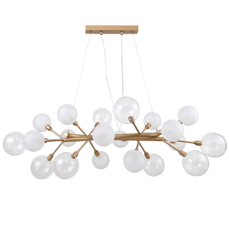 Люстра Berries Chandelier Rectangle White 100 матовое золото Прозрачный Прозрачный белый в Екатеринбурге | Loft Concept 