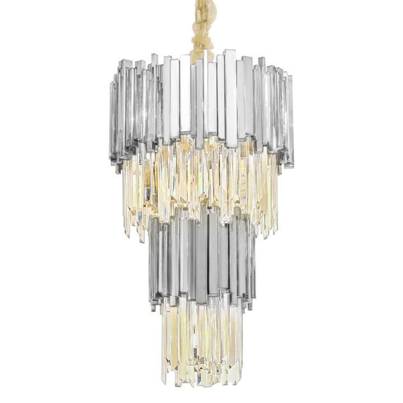 Люстра многоярусная Luxxu Modern Cascade Chandelier Silver Metal Glass 45 Серебряный Прозрачное Стекло в Екатеринбурге | Loft Concept 