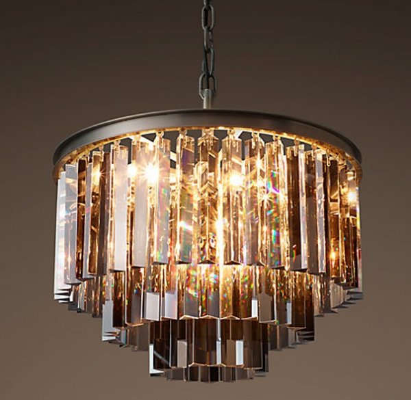 Люстра RH 1920s Odeon Smoke Glass Fringe Chandelier - 3 rings Черный в Екатеринбурге | Loft Concept 