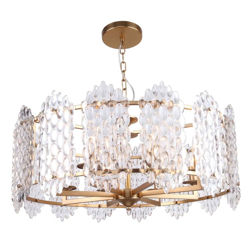 Люстра подвесная Textured Glass Chandelier D71 Глянцевое золото Прозрачное Стекло в Екатеринбурге | Loft Concept 