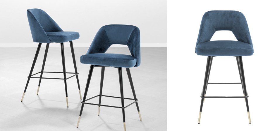Полубарный стул Eichholtz Counter Bar Stool Avorio Blue Полубарный стул Eichholtz Counter Bar Stool Avorio Blue - Loft-Concept в Екатеринбурге