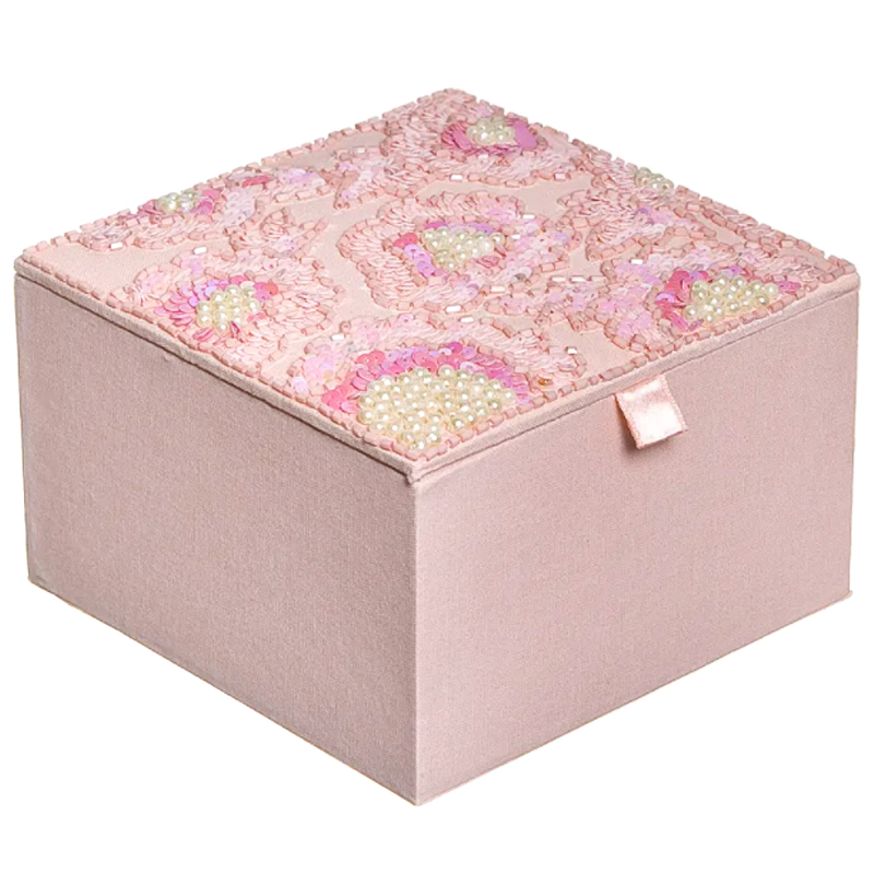 Шкатулка с вышивкой из бисера Fleur Beads Embroidery Box Розовый в Екатеринбурге | Loft Concept 