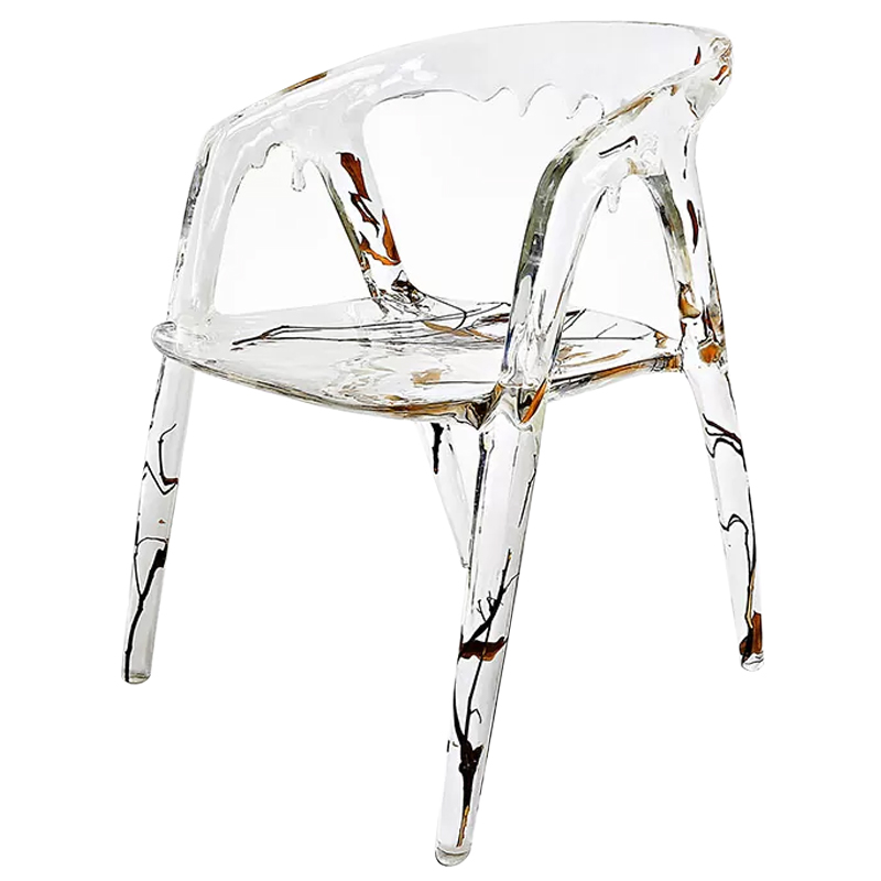 Стул из прозрачного акрила Crystal Waterfall Armchair Прозрачный Коричневый Оранжевый в Екатеринбурге | Loft Concept 