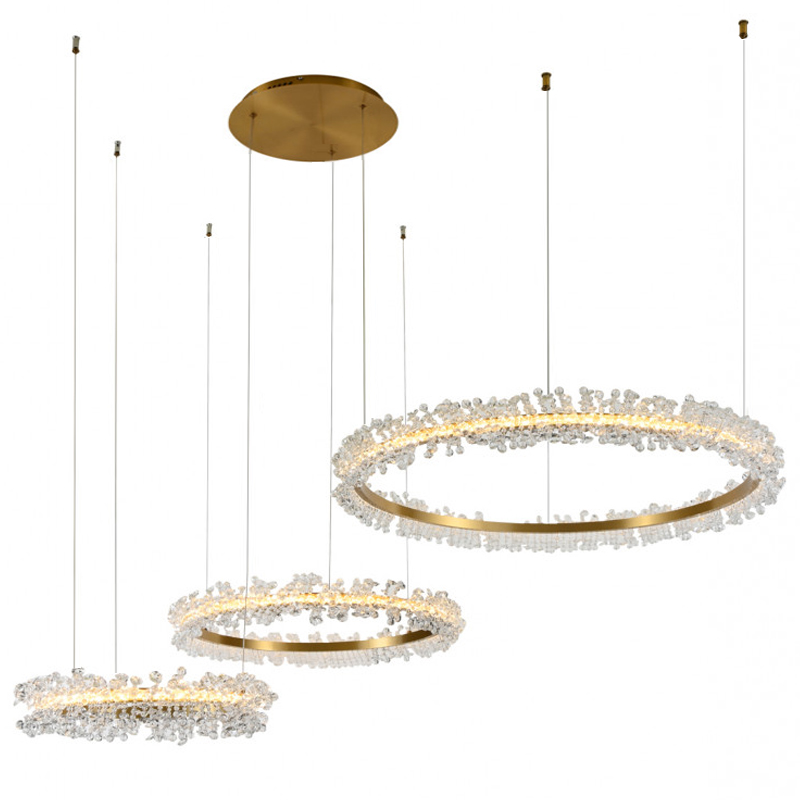 Люстра Crystal round chandelier 3 кольца Латунь Прозрачный Латунь в Екатеринбурге | Loft Concept 